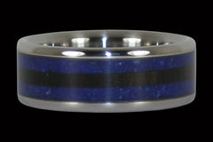 Lapis and Black Wood Titanium Ring - Hawaii Titanium Rings
