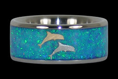 Opal Dolphin Titanium Wedding Band - Hawaii Titanium Rings
 - 1
