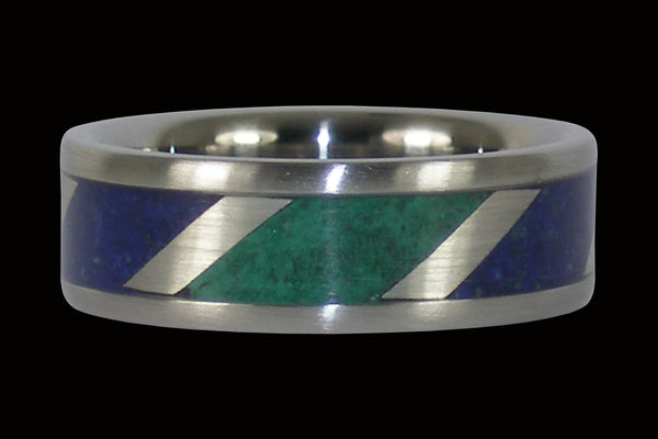 Lapis and Malachite Titanium Ring