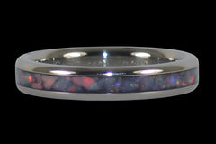 Red Opal Stack Titanium Ring - Hawaii Titanium Rings
