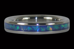 Blue Opal Titanium Stacker Ring - Hawaii Titanium Rings
 - 1