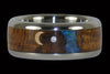 Blue Opal Diamond Titanium Ring with Crescent Moon - Hawaii Titanium Rings
 - 2