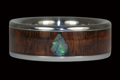 Opal Teardrop Koa Wood Titanium Ring - Hawaii Titanium Rings
 - 1