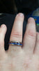Three Diamond Lapis and Wood Titanium Ring