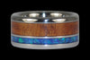 Black Opal and Dark Koa Wood Titanium Ring - Hawaii Titanium Rings
 - 6