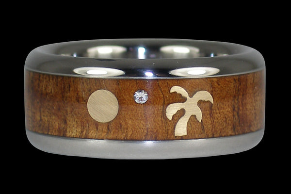 Diamond and Oasis Wood Hawaii Titanium Ring®