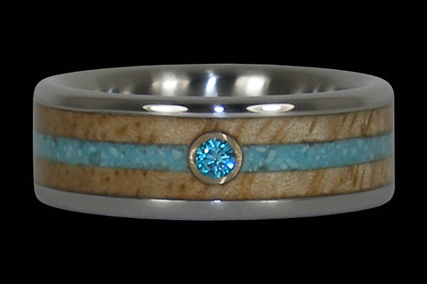 Blue Diamond and Turquoise Hawaii Titanium Ring®