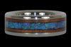 Green Opal and Koa Wood Titanium Ring - Hawaii Titanium Rings
 - 2