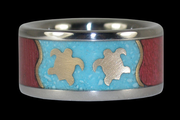 Swimming Turtles Hawaii Titanium Ring® Band