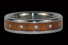 Diamond Koa Wood Titanium Ring Band - Hawaii Titanium Rings
