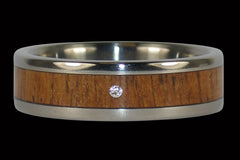 Diamond Koa Wood Titanium Rings - Hawaii Titanium Rings
 - 1