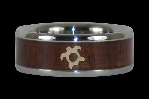 Gold Turtle Koa Wood Hawaii Titanium Ring®
