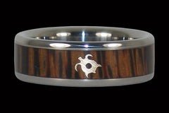 Gold Turtle Palm Wood Titanium Ring - Hawaii Titanium Rings
