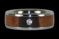 Diamond Wood Titanium Wedding Band - Hawaii Titanium Rings
 - 1
