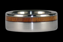 Hawaiian Koa Wood Inlay Titanium Ring - Hawaii Titanium Rings
 - 1