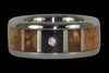 Diamond in Wood Gold Tigers Eye Titanium Ring - Hawaii Titanium Rings
