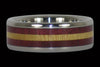TITANIUM RING WITH CONTRASTING PURPLE AND YELLOW WOOD