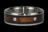 Diamond with Black Wood and Curly Koa Inlay Titanium Ring - Hawaii Titanium Rings