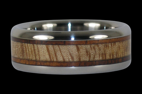 Tiger Koa and Mango Wood Hawaii Titanium Ring®