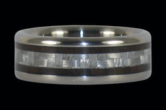 Hawaiian Milo Wood and White Carbon Fiber Titanium Ring - Hawaii Titanium Rings
 - 1