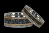 Black Carbon Fiber and Wood Titanium Ring Set - Hawaii Titanium Rings
 - 1