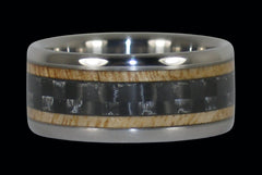 Mango Wood and Black Carbon Fiber Titanium Ring - Hawaii Titanium Rings
 - 1