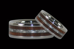 White Carbon Fiber and Dark Koa Titanium Ring Set - Hawaii Titanium Rings
 - 1