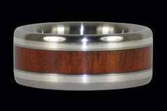 Blood Wood and Sterling Silver Titanium Ring Band - Hawaii Titanium Rings
 - 1