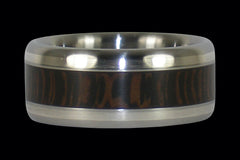 Wenge Wood and White Gold Titanium Ring - Hawaii Titanium Rings
