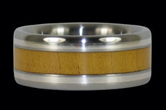 Sterling Silver and Osage Wood Titanium Ring - Hawaii Titanium Rings
