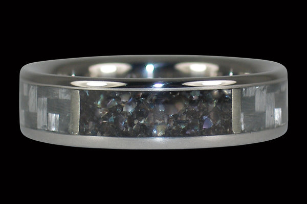 Black Pearl and White Carbon Fiber Titanium Ring