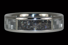 Black Pearl and White Carbon Fiber Titanium Ring - Hawaii Titanium Rings
