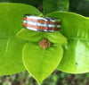 White Carbon Fiber Hawaii Titanium Ring® with Hawaiian Fire Koa Wood