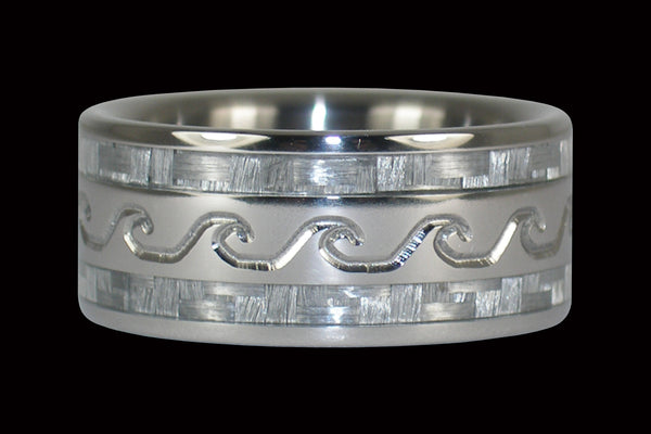Surfs Up White Carbon Fiber Wedding Band