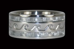 Surfs Up White Carbon Fiber Wedding Band - Hawaii Titanium Rings
 - 1