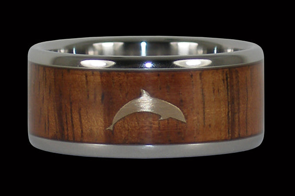 Dolphin Hawaii Titanium Ring® with Koa Wood