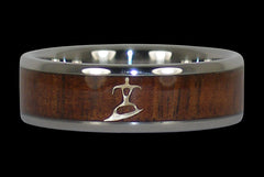 Hawaiian Koa Surfer Titanium Ring - Hawaii Titanium Rings
 - 1