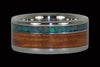 Black Opal and Dark Koa Wood Titanium Ring - Hawaii Titanium Rings
 - 5