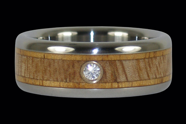 Wood and Diamond Titanium Rings