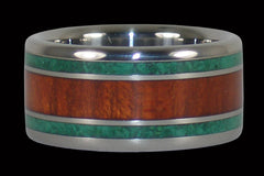 Bloodwood and Malachite Titanium Ring - Hawaii Titanium Rings
 - 1