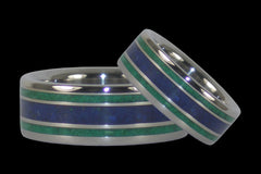 Lapis and Malachite Titanium Rings - Hawaii Titanium Rings
 - 1