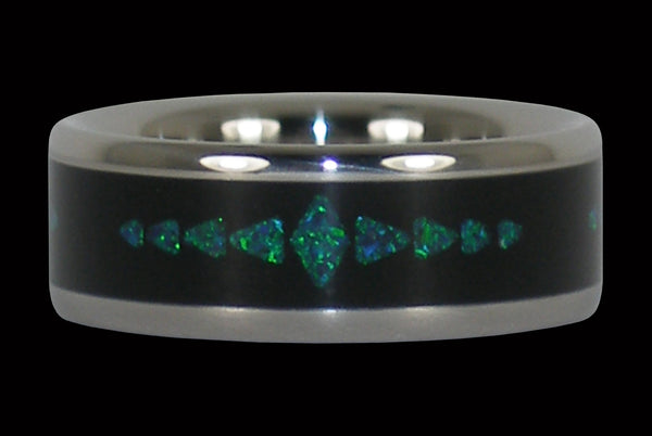 Custom Green Opal and Blackwood Hawaii Titanium Ring®