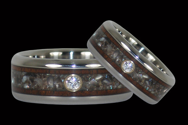 Black Pearl and Koa Diamond Hawaii Titanium Rings®