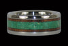 Green Turquoise and Koa Wood Titanium Ring - Hawaii Titanium Rings
