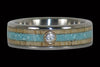 Diamond Titanium Wedding Bands with Mango Wood and Turquoise - Hawaii Titanium Rings
 - 3