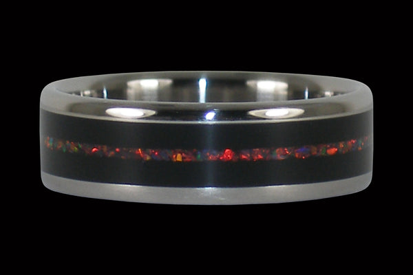 Titanium Ring with Thin Opal Inlay