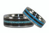 Turquoise and Blackwood Titanium Ring Set - Hawaii Titanium Rings
 - 4