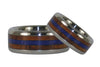 Blue Lapis and Koa Wood Titanium Wedding Rings - Hawaii Titanium Rings
 - 4