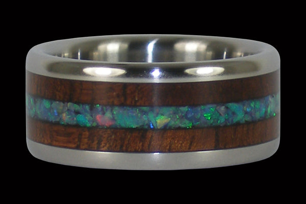 Dark Koa and Australian Opal Hawaii Titanium Rings®