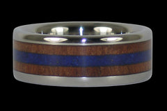 Walnut and Lapis Titanium Ring - Hawaii Titanium Rings
